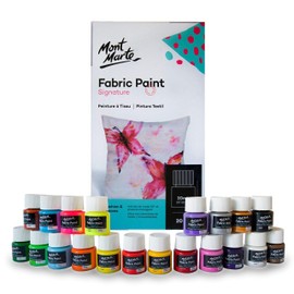 Mont Marte Textile Paint Set - 20 Pieces x 20 ml - Washable Fabric Paints - High Quality Colours - Ideal for Clothes, Bags and All Fabrics
