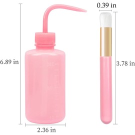 Juego de 3 brochas de champú para pestañas, con 1 botella de plástico de 250 ml, para limpieza de pestañas, tatuajes, 2 cepillos de limpieza facial para puntos negros de nariz, suministros de extensión de pestañas (botella rosa + cepillo de limpieza)