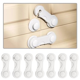 Child Safety Cabinet Locks 8 Pack Cabinet Door Locks with Adhesive for Baby Proof Childproof Safety Locks for Drawer Cupboards Fridge Closet and Pantry