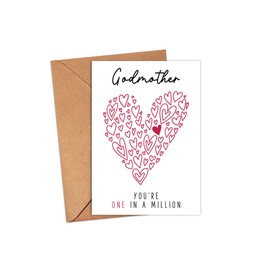 Godmother You're One In A Million Card - Godmother Birthday Card - Thank You Greeting Card - Card For Her - Anniversary Card - Mother's Day Card - Thank You Card - I Love You Godmother Card