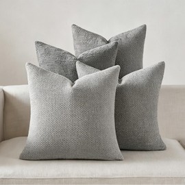 Pack of 4 Couch Throw Pillow Covers 24x24 Inch Neutral Soft Decorative Pillow Covers Farmhouse Boho Cushion Covers for Modern Farmhouse Home Decor Sofa Bedroom Living Room