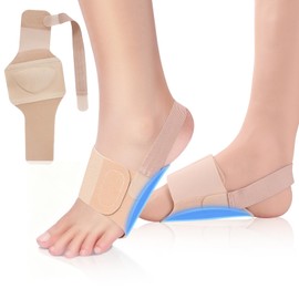 Dr.sendesi 2PCS Arch Support Brace for Plantar Fasciitis Relief, Adjustable Foot Compression Band with Gel Pad, Foot Arch Support for Flat Feet, High & Fallen Arches, Anti-Slip Foot Brace (Beige)