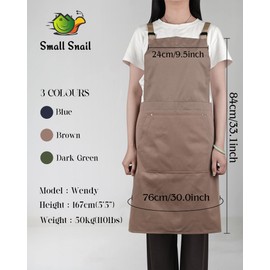 Small snail Artist Apron with Big Pocket Japanese Style Aprons Pottery Apron Art Apron Adult Painting Smock for Artistic Creation, Ceramics, Painting
