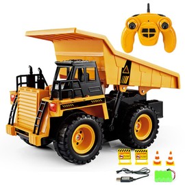 2.4GHz Remote Control 6 Channel Dump Truck with Lights Simulation Engineering Truck Children's RC Toys