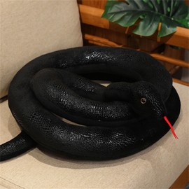 Champracer Snake Plush Toys, Realistic Plush Snake, Shiny Snake Plush Toys, Cuddly Snake Plush Stuffed Toy, Gifts for Children (160 cm, Black)