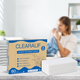 Laundry Detergent Sheets Up to 60 Loads, Fresh Linen - Great For Travel, Apartments, Dorms, No Plastic, Sustainable, Biodegradable-New Liquid-Less Technology - Lightweight