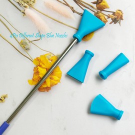 JILINWEI Blue Stainless Steel Straw Blow Nozzles Set for Acrylic Paint Pouring Tools, Accessories Tool for Fluid Art Bloom and Dutch Pouring,4 Set Nozzles