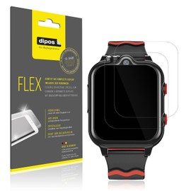 dipos FLEX 2x Schutzfolie klar passend für Krostming Kids Smartwatch GPS 4G, 100% Displayabdeckung, Anti-Shock, Fingerprint Kompatibel, Case-Friendly, Full Cover Displayschutz Folie