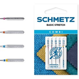 SCHMETZ Combi Basic Stretch | Pack of 5 Sewing Machine Needles for Different Materials | Most Popular Needle Thicknesses