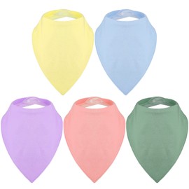 Janmercy 5 Pack Adult Drool Bandana Bibs Soft Large Absorbent Bibs Set for Special Needs Waterproof, Kids 4+ Years, Teens, Men Women(Gray, Blue, Beige, Pink, Purple)