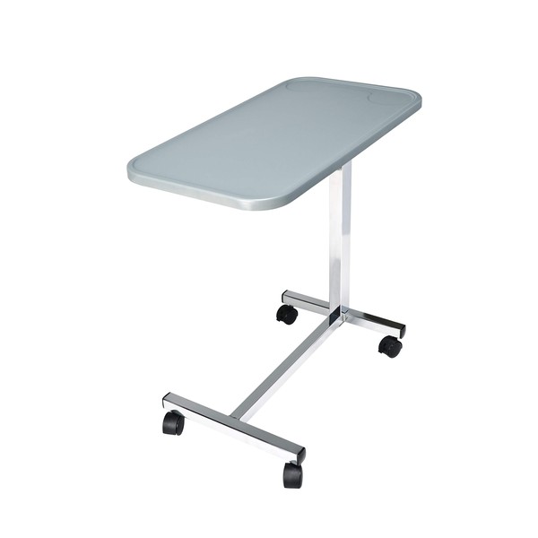 Graham-Field GF8903P Lumex Modern Overbed Table with Wheels, 28-41" Adjustable Height for Hospital Bed & Home Bedside Use, Grey