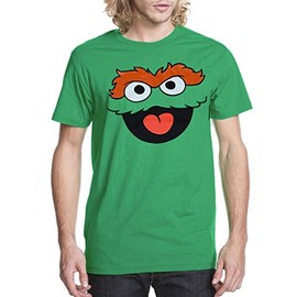 Animation Shops Oscar The Grouch Face Adult T-Shirt (Large) Green