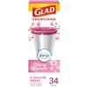 Glad Glad Odorshield Small Drawstring Trash Bags, 4 Gal, Pink,
