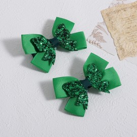 Glitter Christmas Green Hair Bow Clips,3" Sparkly Sequins Bow Alligator Barrettes Hairpins for Toddler Teen Girls Kids Xmas Back School Gift