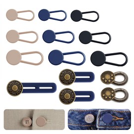 14Pcs Button Extenders for Jeans & Pants | No-Sew Waistband Extender 1-2.56 Inch | Metal & Silicone Adjustable Fit | Multi-Color for Women Men