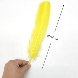 24Pcs Yellow Turkey Feathers 10~12 inch,Beautiful Long Feather for Crafts,Bulk Big Size Bilateral Natural Feather,for Wedding Dress and Party Decoration,DIY Fabricating Handicraft Article (Yellow)