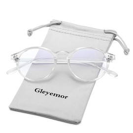 Gleyemor Blue Light Glasses for Men Women, Vintage Round Bluelight Blocking Computer Screen Protection Glasses (Transparent)