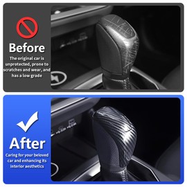 LUNQIN Car Center Console Gear Shift Knob Trim Cover for Subaru Crosstrek 2024 2025，Subaru Impreza 2024 2025 Auto Interior Accessories Central Control Stick Protection Panel Carbon Fiber Style Kit