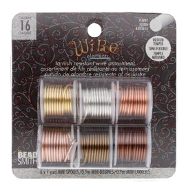 The Beadsmith Wire Elements - Alambre de cobre lacado de calibre 16 resistente al deslustre para hacer joyas, 1 yarda cada una, 0.91 metros cada carrete (varios colores)