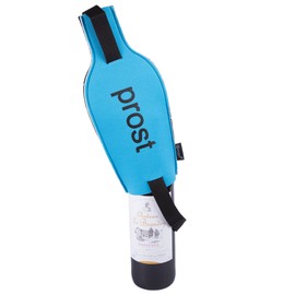 Creative Home Neoprene Single Wine Carrier Champagne Bottle Protective Travel Gift Bag, 5-1/8" W x 11-3/4" H, Blue