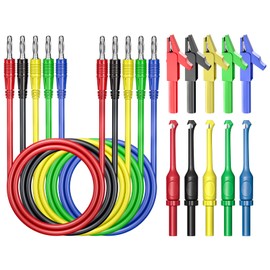 Goupchn 4mm Banana to Banana Plug Test Leads Kit with Alligator Clips Insulation Wire Piercing Probes 15PCS for Multimeter Automotive Diagnostic Testing