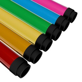 KASTLITE T8 LED/Fluorescent Light Tube Guard with End Caps - 46-3/8" Lamp Diffuser Covers & Safety Sleeves, Multi Colored Protective Plastic Bulb Covering & Overhead Lighting Accessory, Pack of 6