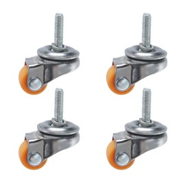 Tighall 4Pcs 0.5in Orange Swivel Stem Threaded Casters, M4 ×15 Self-Tapping Universal Lead Screw Mini Furniture Mobile Casters, Silent Rubber Small Pulleys, for Trolley and Table