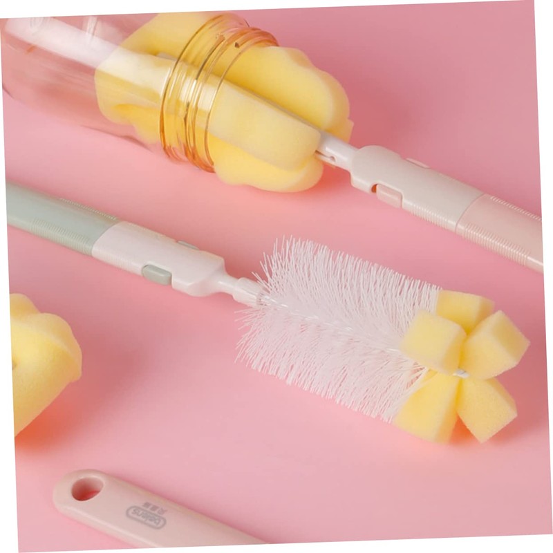 Baluue 2sets Feeding Bottle Cleaning Brush Pacifier Brush Rotating Design