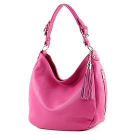 modamoda de T200 Women's Leather Shoulder Bag Handbag, Handmade in Italy, pink