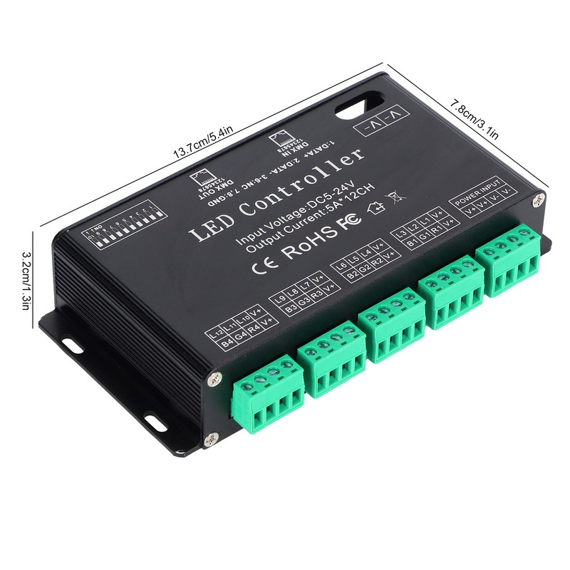 12 Channel DMX Constant Decoder RGB LED Light Strip Controller