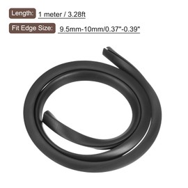 sourcing map sourcing map U Channel Edge Trim, 3.3ft Length Rubber Guard Seal Strip Edge Protector Flat Type Fit for 9.5-10mm Edge, (35/64" W x 15/32" H) Black