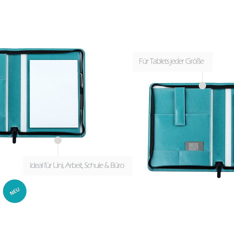 DELMON VARONE Tablet Writing Case with Zip Including Notepad DIN