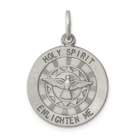 Auriga Fine Jewelry 925 Sterling Silver Antiqued Holy Spirit Medal Pendant (L- 0.79 Inch, W- 0.75 Inch)