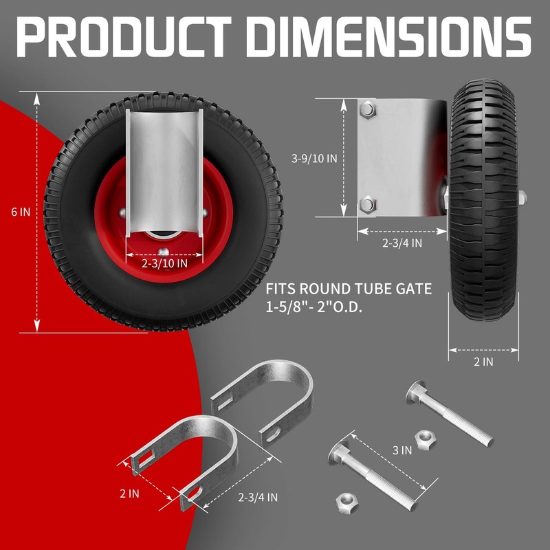 USCaster 6 Inch Gate Wheel – Caster for 1-5/8" to