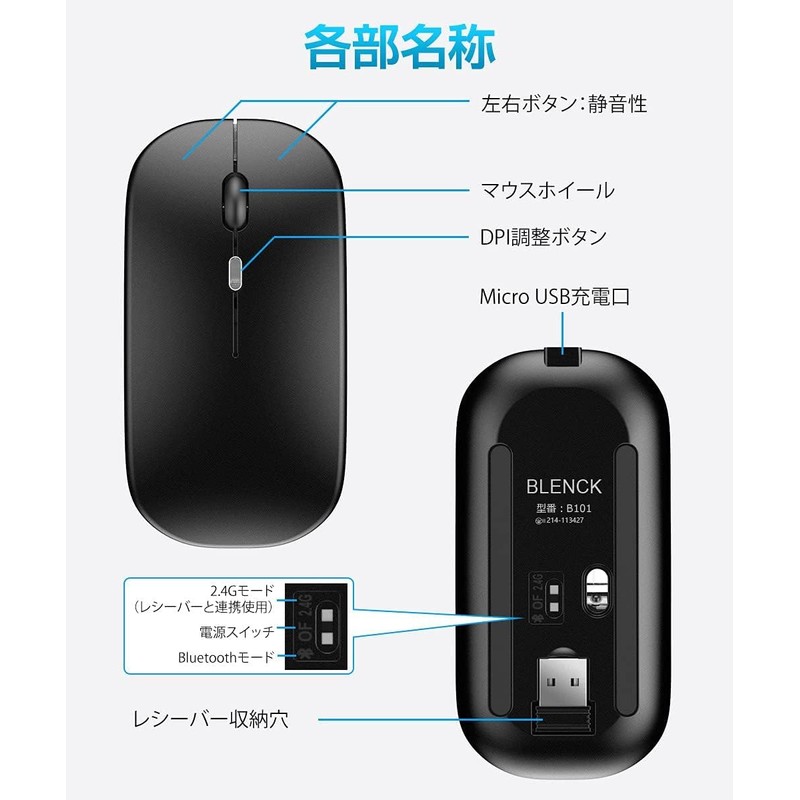 Wireless Mouse, High Precision, High Sensitivity, Built-in Back/Forward Button, DPI