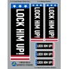 6 pcs Trump Lock Him Up Sticker Deal Large 3x9