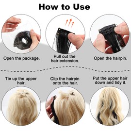 Olldag 10 PCS Black Curly Wavy Clip-in Synthetic Hair Extensions, Rainbow Neon Party Highlights, Colorful Hair Accessories for Kids, Girls, Women, 17 Inch