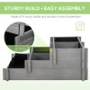 3 Tier Elevated Wood Flower Box Gray Raised Garden Bed
