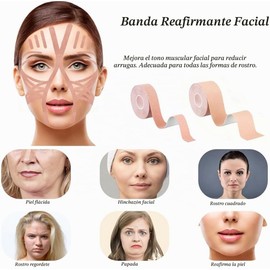 Lumbor37 Cinta para Levantar la Cara, Cintas Faciales Antiarrugas, Parches Antiarrugas, Estiramiento Facial en Línea V, para la Mejora Facial