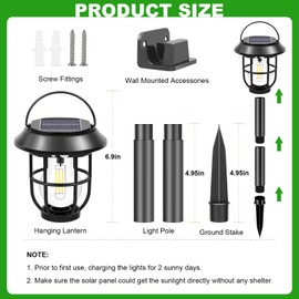 Awethone 4 Pack Solar Pathway Lights Outdoor, Induction Wall Light with Motion Sensor, 3 in 1 Hanging Lantern, Tungsten Bulb Auto On/Off Waterproof Landscape Lighting for Garden/Patio/Yard/Walkway