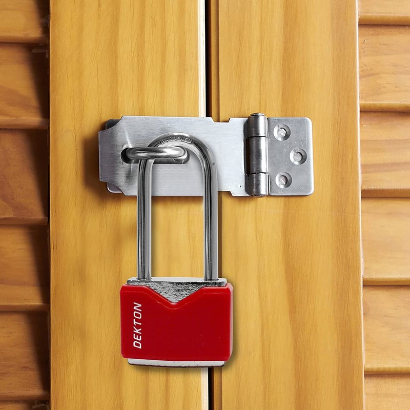 DEKTON DT70228 40MM Long Shackle Covered Steel Padlock, Red
