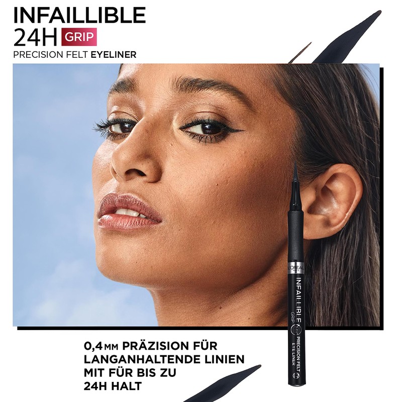 L'Oréal Paris Infaillible 27h Grip Precision Felt Liner, Black, Eyeliner