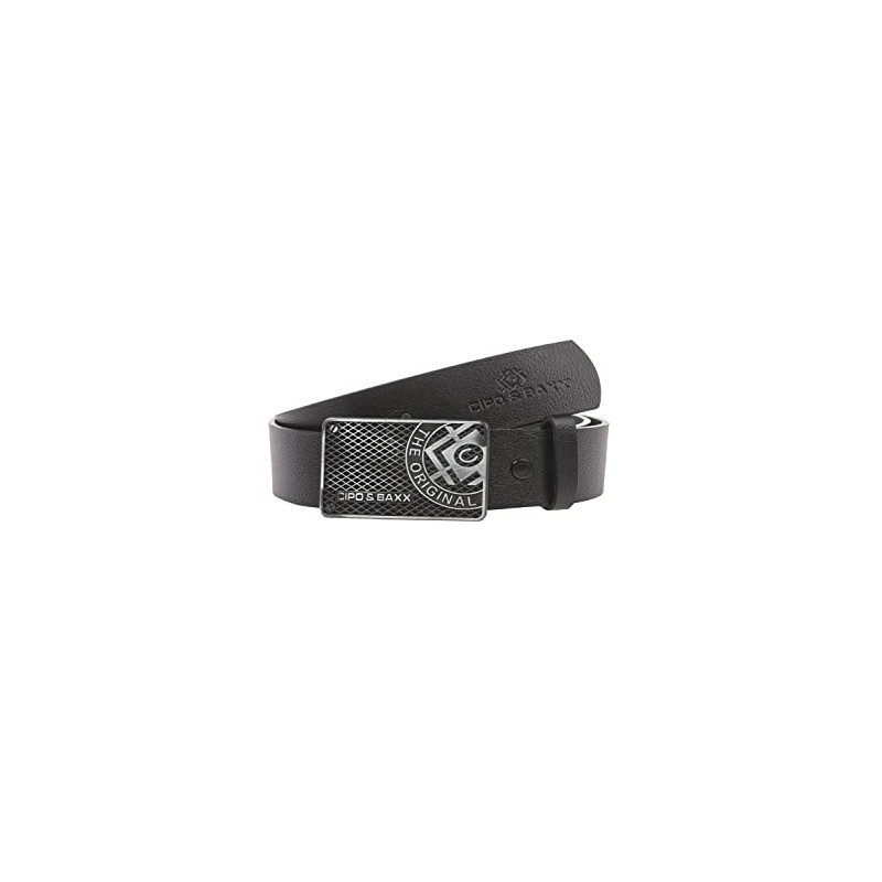 Cipo & Baxx Men's Belt Logo Clasp Leather Belt CG192,