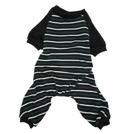 Striped Dog Pajamas Soft Stretchy Fashionable 4 Legged Puppy Pajamas for Cats Dogs Green and White Stripes S