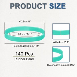 MECCANIXITY 140 Pcs Rubber Band Stretchable Rubber Elastic Bands Colored Spots 25mm x 4mm Hair String for Home Office, Light Green