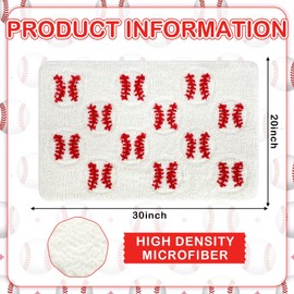 Lyrow Baseball Area Rugs for Girls Room Decor, 19.7 x 31.5 Inch 3D Baseball Non-Slip Washable Sports Bath Doormat, Plush Absorbent Carpet for Teen Bedroom Bathroom Nursery Graduation Gift
