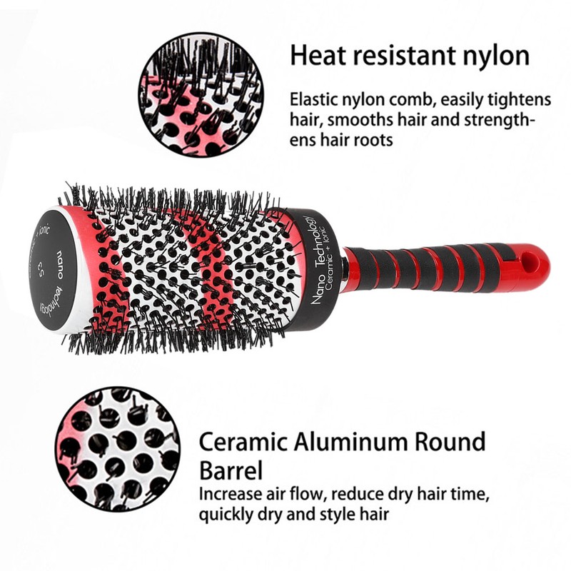 Unisex Ceramic Aluminum Comb Rolling Comb Cylinder Comb Hairstyling Tool