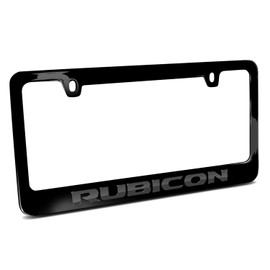 iPick Image Made for Jeep Rubicon in 3D Dark Gray Letters on Black Metal License Plate Frame