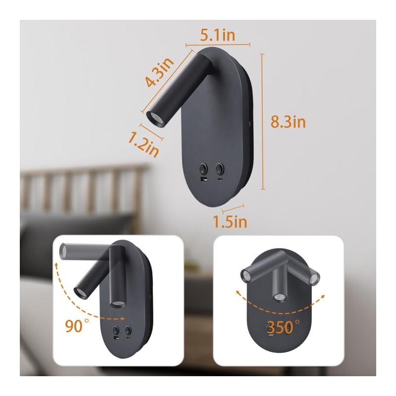 Wall Lamp Plug in Hardwired 2 in 1 Wall Sconces,