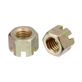 sourcing map 10Pcs M10x1.5mm Hexagon Slotted Nut, Grade 8 Carbon Steel Hex Castle Nuts, Color Zinc